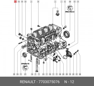 Резьбовая пробка, держатель лямбда-зонда 7703075076 RENAULT