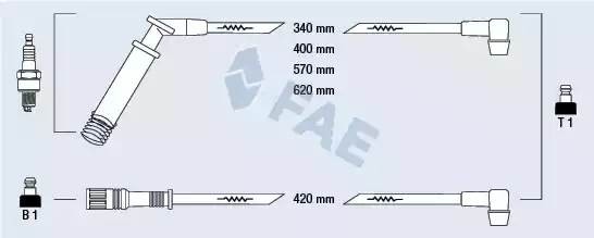 Ккомплект проводов зажигания 85570 FAE