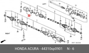 Шарнирный комплект, приводной вал 44310SP0901 HONDA