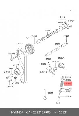 Пружина клапана ГБЦ 2222127900 HYUNDAI KIA