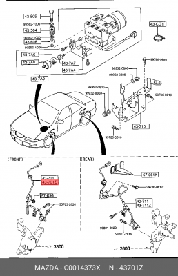 Датчик, частота вращения колеса C0014373X MAZDA