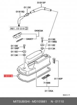 Прокладка, крышка головки цилиндра MD105881 MITSUBISHI