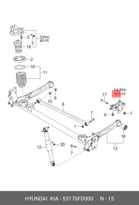 Кронштейн крепления задней балки 55170FD000 HYUNDAI KIA