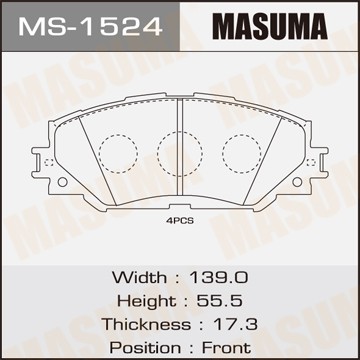 Колодки тормозные дисковые MS1524 MASUMA