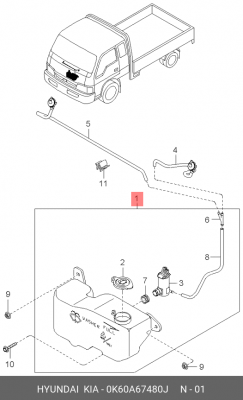 Бачок стеклоомывателя 0K60A67480J HYUNDAI KIA