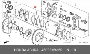 Колодки тормозные дисковые 45022S5TE50 HONDA
