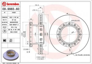 Тормозной диск 09.9983.60 BREMBO