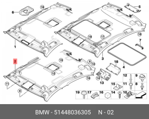 Обшивка потолка 51 44 8 036 305 BMW
