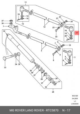 Наконечник поперечной рулевой тяги RTC5870 MG ROVER LAND ROVER