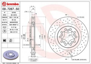 Тормозной диск 09.7267.50 BREMBO