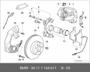 Комплектующие, колодки дискового тормоза 34 11 1 164 611 BMW