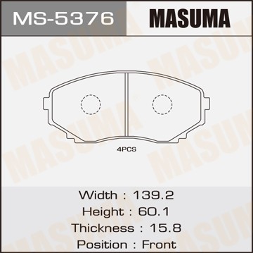 Колодки тормозные дисковые MS5376 MASUMA