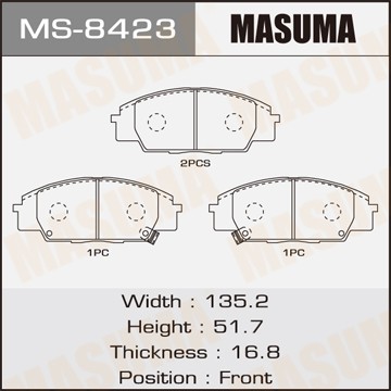 Колодки тормозные дисковые MS8423 MASUMA
