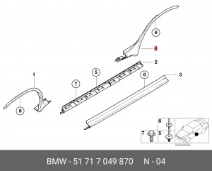 Накладка крыла 51 71 7 049 870 BMW