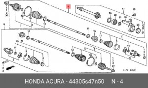 Шарнирный комплект, приводной вал 44305-S47-N50 HONDA