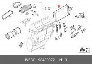 Теплообменник, отопление салона 98430072 IVECO