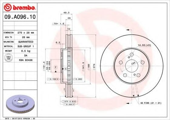Тормозной диск 09A09610 BREMBO