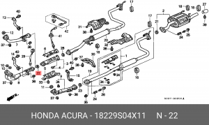 Уплотнительное кольцо, выпускной тр 18229S04X11 HONDA