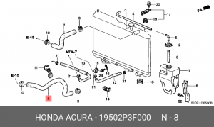 Патрубок системы охлаждения ДВС 19502P3F000 HONDA