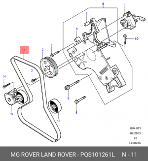 Поликлиновой ремень PQS101261L LAND ROVER