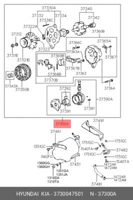 Генератор 3730047501 HYUNDAI KIA