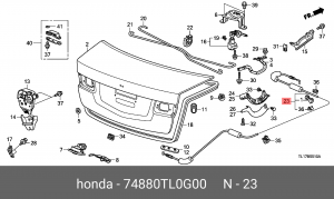 Трос замка открывания багажника 74880TL0G00 HONDA