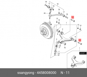 Болт регулировочный схода - развала 4458008000 SSANG YONG