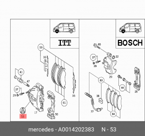 Суппорт тормозной A 001 420 23 83 MERCEDES BENZ
