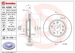 Диск тормозной 09.A296.14 BREMBO