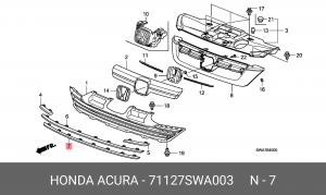 Молдинг решетки радиатора 71127SWA003 HONDA