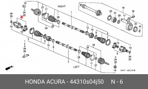 Шарнирный комплект, приводной вал 44310S04J50 HONDA