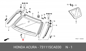 Стекло ветровое 73111SCAE00 HONDA