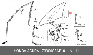 Стекло двери 73300SEAE10 HONDA