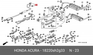 Средний глушитель выхлопных газов 18220SH2G33 HONDA