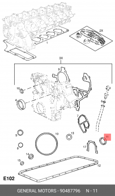 Уплотняющее кольцо, коленчатый вал 90487796 GENERAL MOTORS