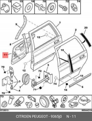 Вставка двери внутренняя 9365 J0 CITROEN PEUGEOT