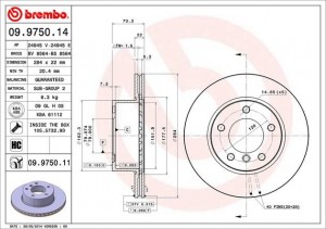 Тормозной диск 09.9750.14 BREMBO