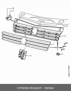 Кронштейн, облицовка радиатора 7809.44 CITROEN PEUGEOT