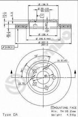 Тормозной диск 09.9631.34 BREMBO