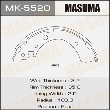 Колодки тормозные барабанные MK5520 MASUMA