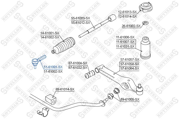 Наконечник рулевой тяги 51-61001-SX STELLOX