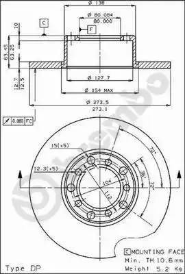 Тормозной диск 08151120 BREMBO
