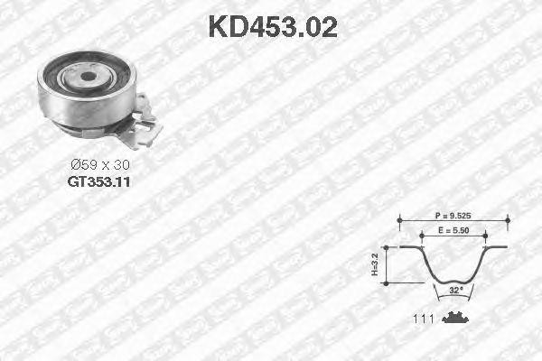 Комплект ремня ГРМ KD453.02 NTN SNR