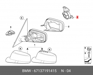 Сервопривод зеркала заднего вида 67 13 7 191 415 BMW