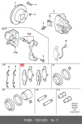 Колодки тормозные дисковые 1 521 325 FORD