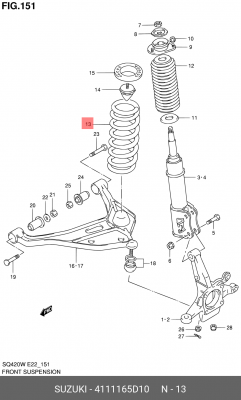 Пружина ходовой части 41111-65D10 SUZUKI