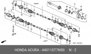 Шарнирный комплект, приводной вал 44011ST7N50 HONDA