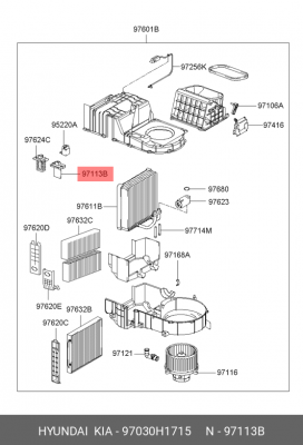 Блок управления, отопление / вентиляция 97030H1715 HYUNDAI KIA