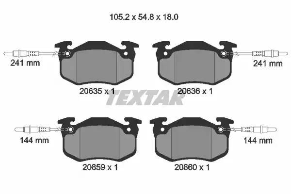 Комплект тормозных колодок, диско 2063503 TEXTAR