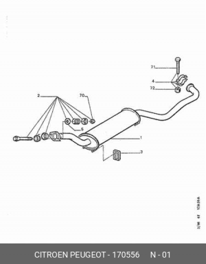 Предглушитель выхлопных газов 1705 56 CITROEN PEUGEOT